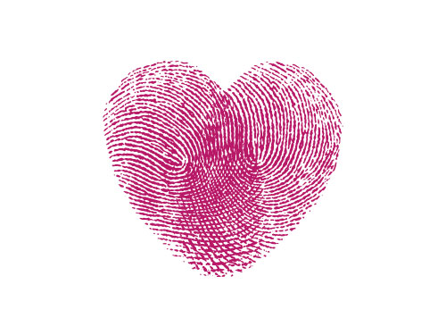 Fingerabdrücke in Herzform